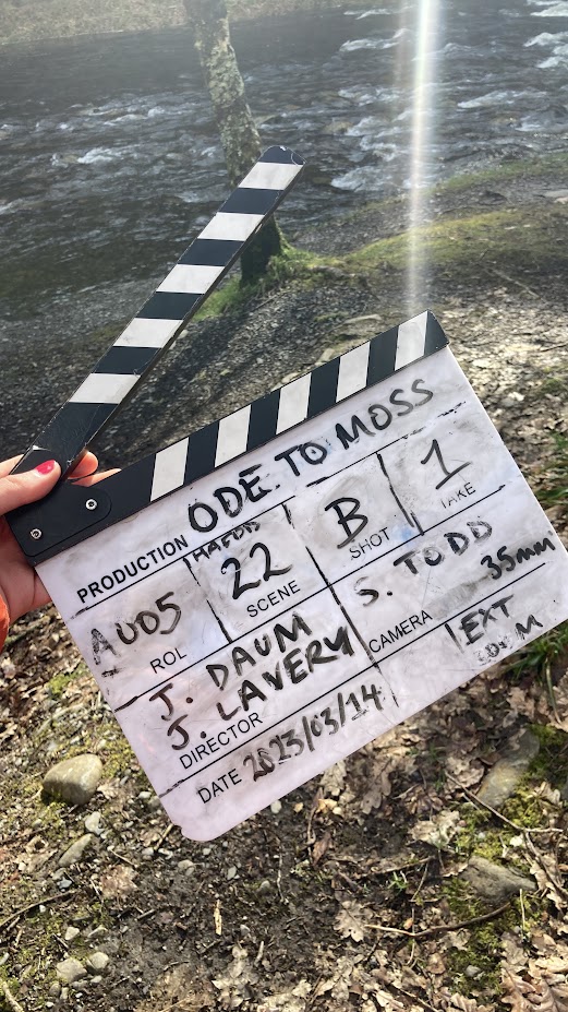 Clapperboard slate for Matthew's film, Ode to Moss.